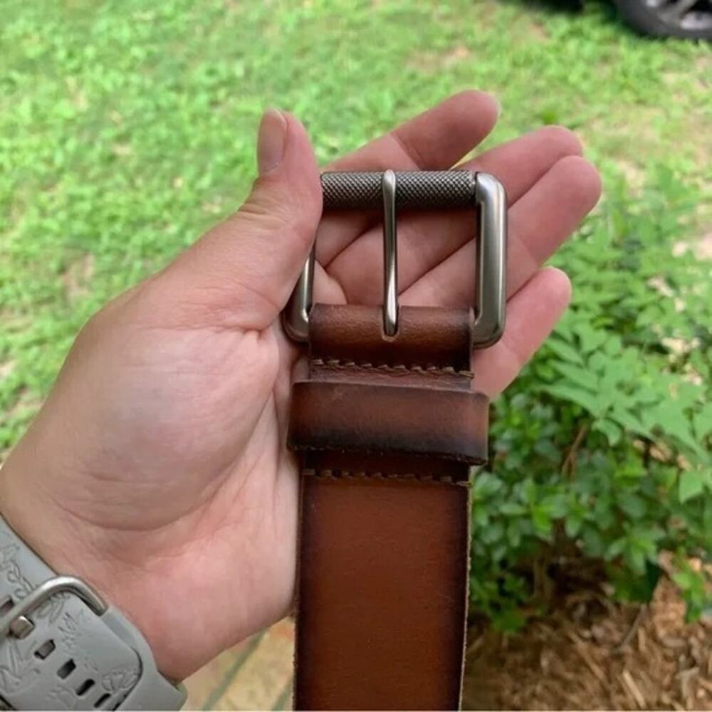 Superdry Men’s Brown Leather Belt Size Medium - Picture 8 of 8